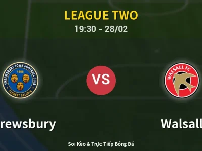 Soi Kèo Shrewsbury vs Walsall – 19:30 28/02 | Nhận Định, Dự Đoán Tỷ Số