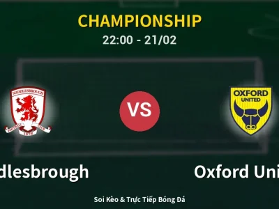 🔴 Trực Tiếp: Middlesbrough 0-0 Oxford United – Link Xem Championship (Full HD)